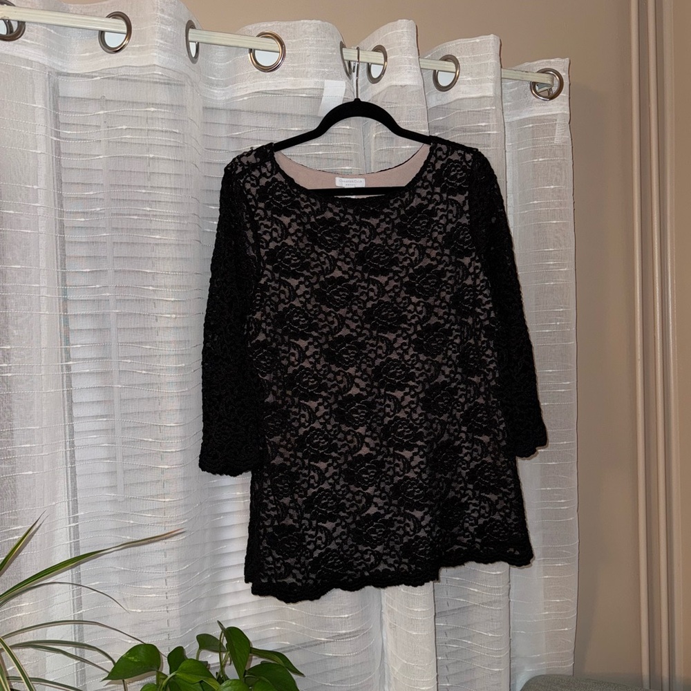 Charter Club Elegant Black Lace Blouse